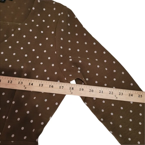 Roolee Polka Dot Jumpsuit Olive Green Button Down 3/4 Sleeve Size Small - Picture 7 of 12